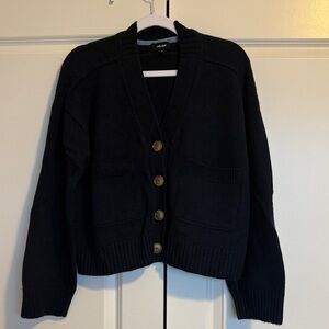 ME+EM S Merino Cashmere Boyfriend Cardigan Navy Small Pockets Sweater V-neck